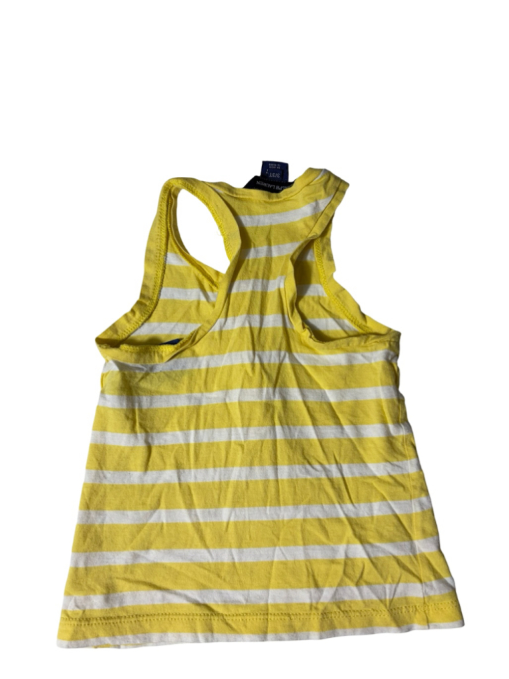 Ralph Lauren Girls Yellow White Striped Racerback Henley Tank Top Size 3T